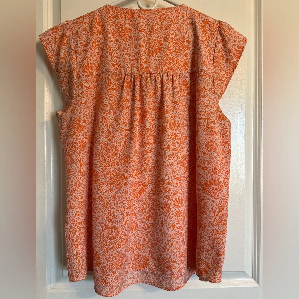 Savannah Jane Women's Vibrant Orange Embroidered Blouse - Picture 2 of 4